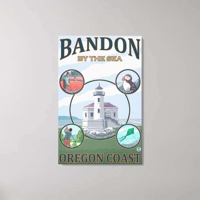 Bandon, OregonScenia Travel Poster Canvastryck (Framsida)
