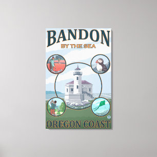 Bandon, OregonScenia Travel Poster Canvastryck