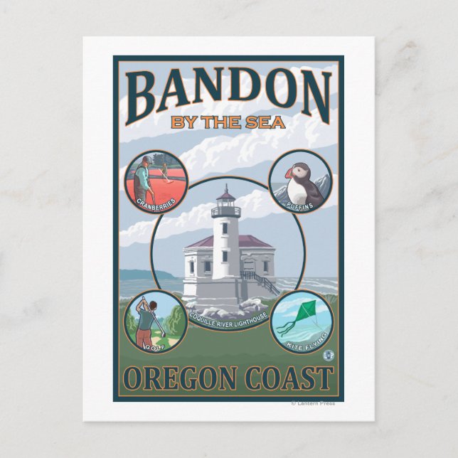 Bandon, OregonScenia Travel Poster Vykort (Framsida)