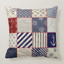 Bandpatchwork bild vid marrisk rustik kudde