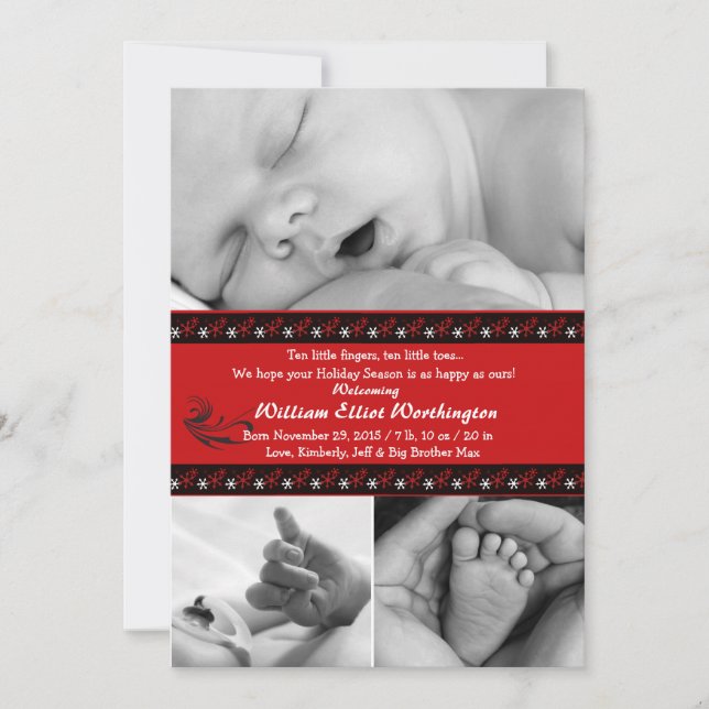 Bands-Snöflingor - Photo Helgdag Card/Birth Ann Julkort (Framsida)