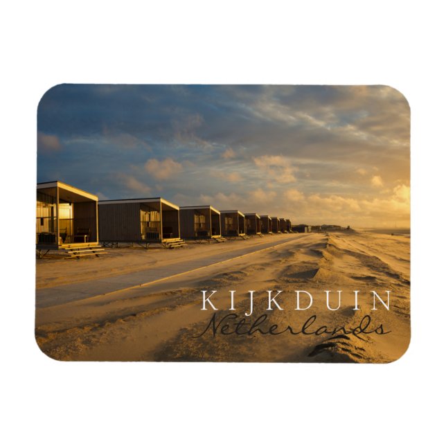 Bandskåp vid solnedgången vid kusten magnet (Horisontell)