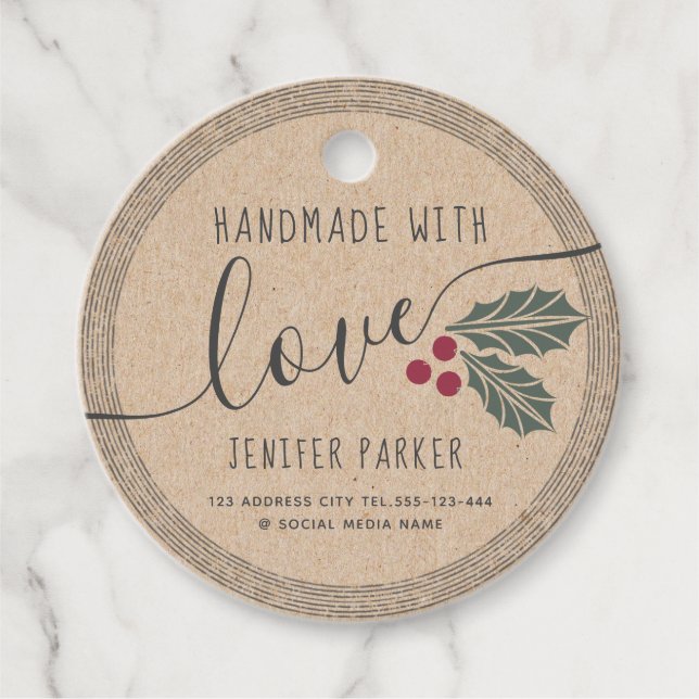 Bandskript som är handgjorda med heliga bär gåvor etiketter (Framsida)