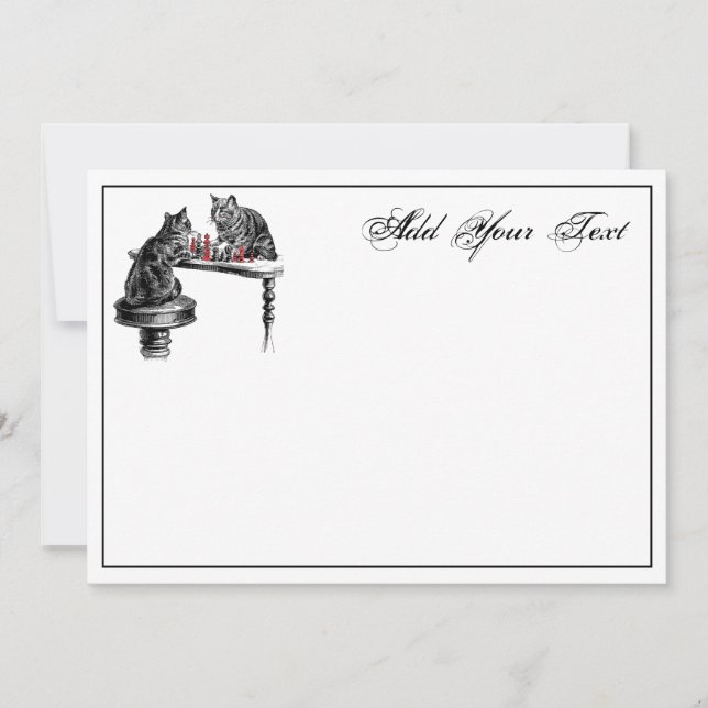 Bandspel två katter som spelar Chess Match NoteCar Anteckningskort (Framsida)