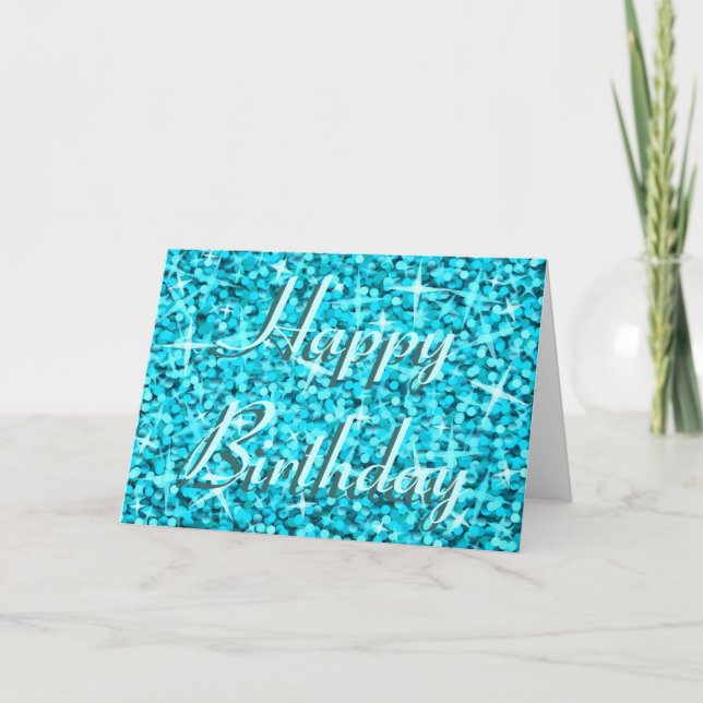 Bandtext för Glitz Blue Birthday-kort Kort (Framsida)
