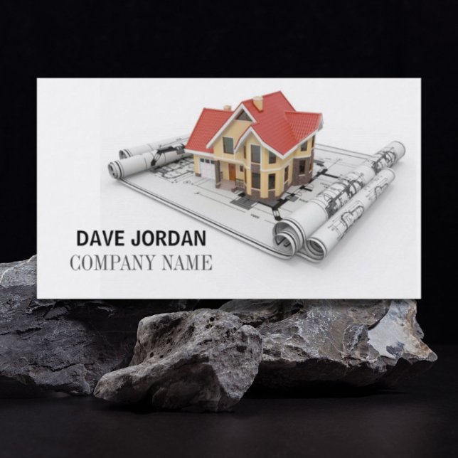 Bandtryckskontraktorns byggarkitekt visitkort (Blueprint Contractor Construction Architect Business Card)