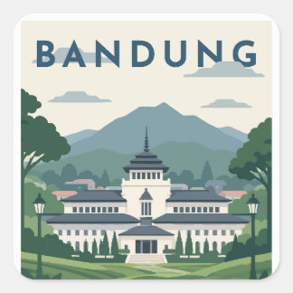 Bandung Indonesien Resemålningaffisch Fyrkantigt Klistermärke