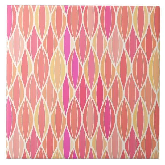 Bandutskrift i mitten av århundradet - rosa, koral kakelplatta (Framsidan)