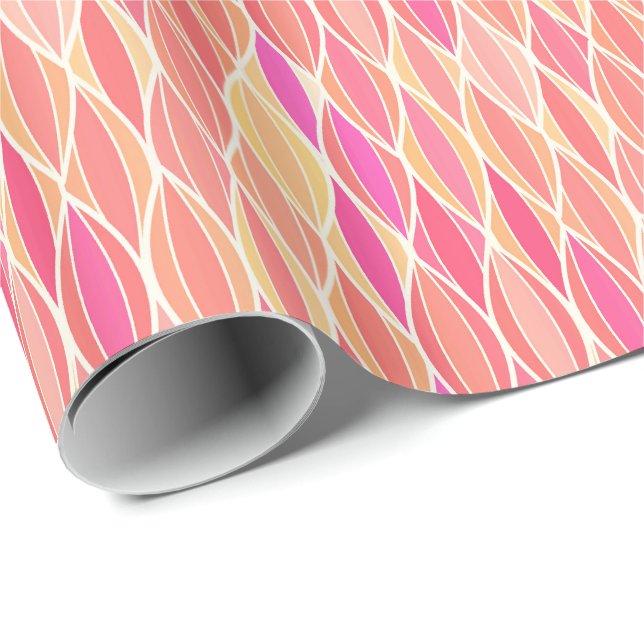 Bandutskrift i mitten av århundradet - rosa, koral presentpapper (Rullad Hörn)