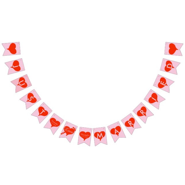 Baner för Bunting för röda hjärtor för ny gifta Vimplar (Alla)