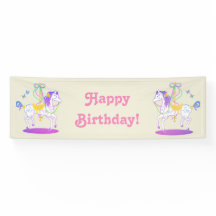 Baner för karusellhästfödelsedag