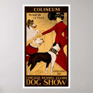 Baner för lodrät för Show för vintageChicago hund Poster