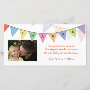 Baner glansiga Photocard för födelsedaggåvatack Tack Kort