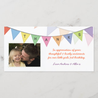 Baner glansiga Photocard för födelsedaggåvatack Tack Kort