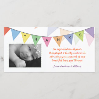 Baner Photocard för nyfödd bebistackgillande Tack Kort