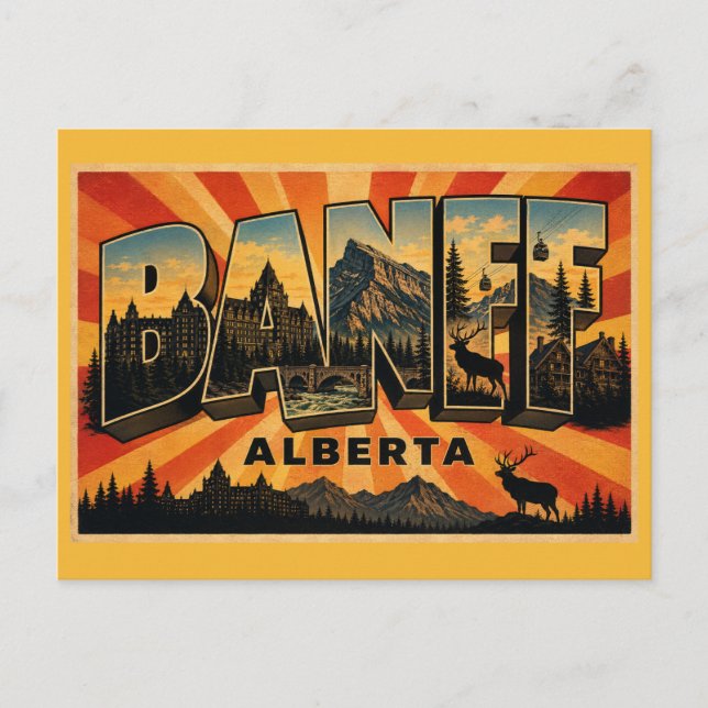 Banff Alberta Bergsparadis Vykort (Framsida)