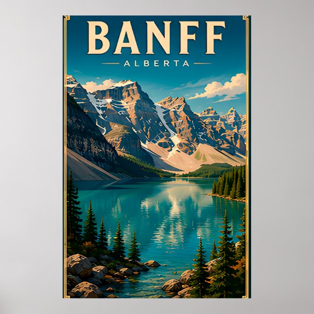 🏔️ Banff Alberta Bergssjö Poster (Framsidan)