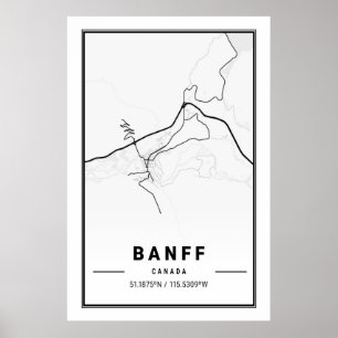 Banff Alberta Canada Travel City Karta Modern Simp Poster