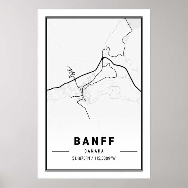 Banff Alberta Canada Travel City Karta Modern Simp Poster (Framsidan)