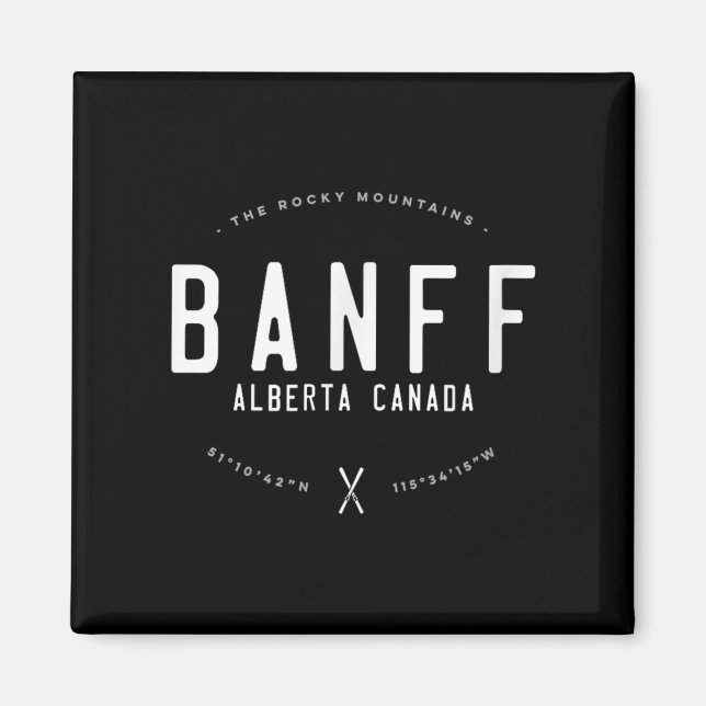 Banff Alberta Kanada Grafisk Distressed Vintage Sk Magnet (Framsidan)