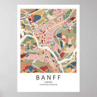 Banff Alberta Kartaffisch | Modern Stadsväggkonst Poster
