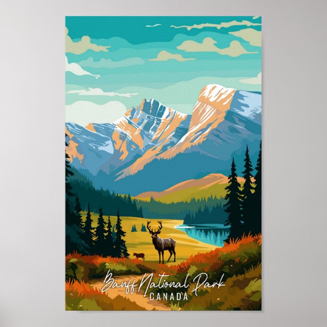 Banff Canada Art vintage resor illustration Poster (Framsidan)