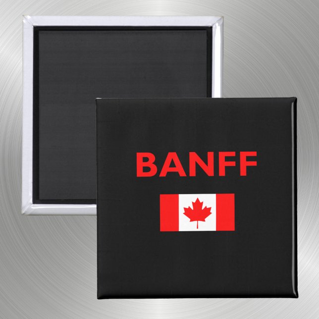 Banff Canada Canadian Flagga Mörk Färg Magnet (Skapare uppladdad)