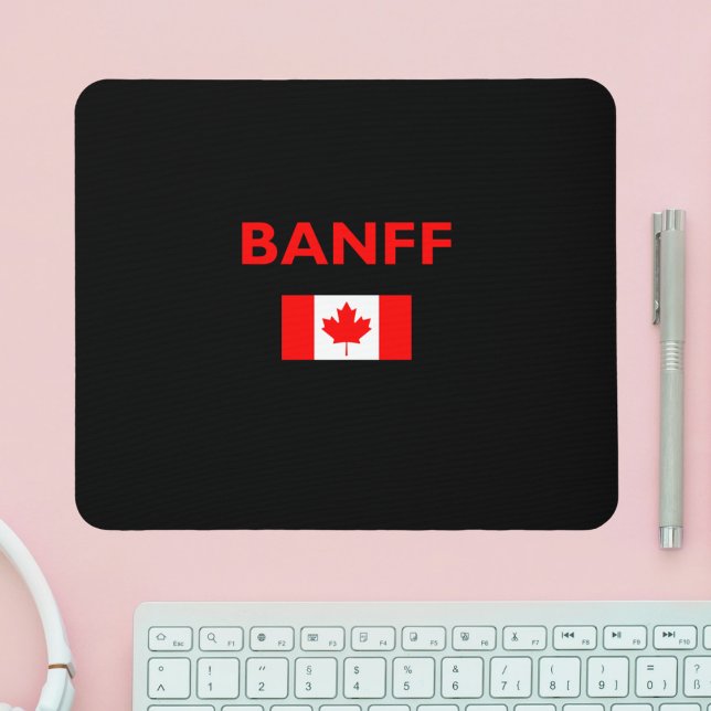 Banff Canada Canadian Flagga Mörk Färg Musmatta (Skapare uppladdad)