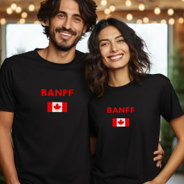 Banff Canada Canadian Flagga Mörk Färg T Shirt