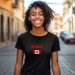 Banff Canada Canadian Flagga Mörk Färg T Shirt