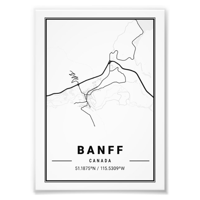 Banff - Canada Ligth City Karta Fototryck (Framsidan)