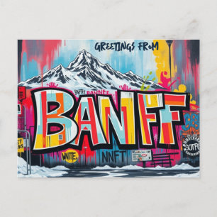 Banff Canada Ski resort graffiti Postcard Vykort