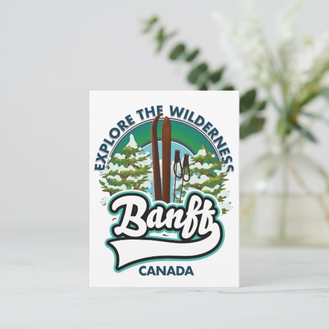 banff canada till ski logotyp vykort (Stående Fram)