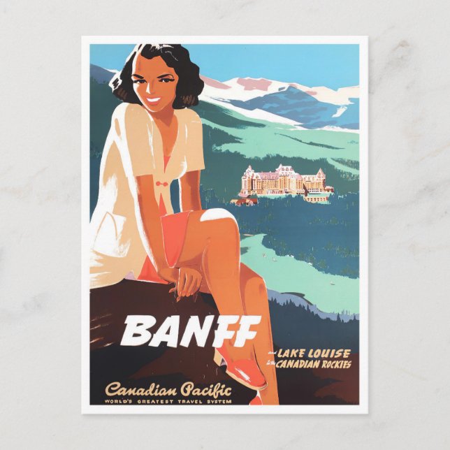 Banff Canada vintage resor vykort (Framsida)