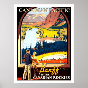 Banff i de kanadensiska rockiesna, vintage resor poster