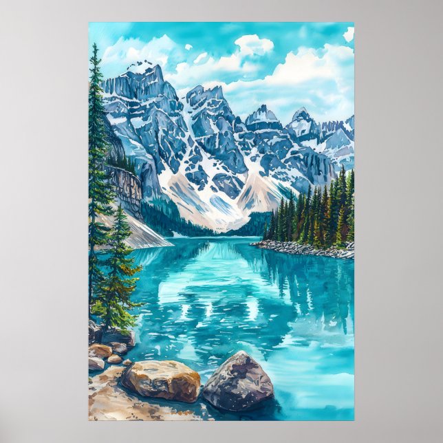 Banff National Park Akvarell 2 Poster (Framsidan)