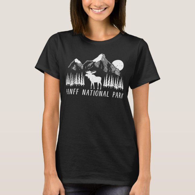 Banff National Park Alberta Kanada Hiking Moose Mo T Shirt (Framsida)