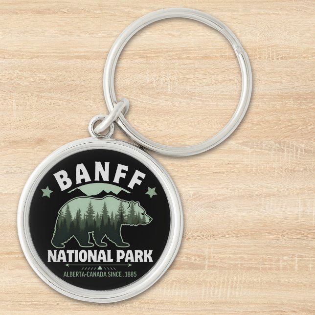 Banff National Park – Bear in the Canadian Rockies Rund Silverfärgad Nyckelring (Skapare uppladdad)