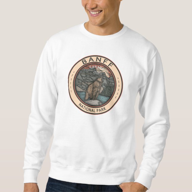 Banff National Park Canada Travel Emblem Vintage Lång Ärmad Tröja (Framsida)