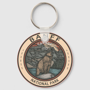 Banff National Park Canada Travel Emblem Vintage Nyckelring