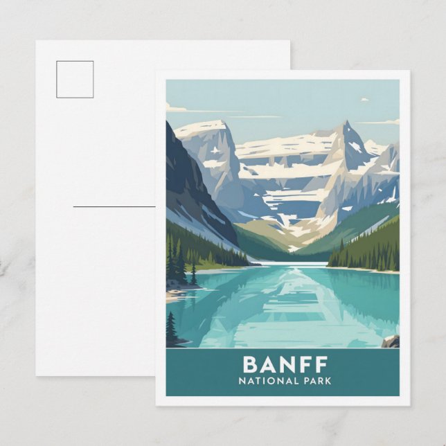 Banff National Park Canada Travel Illustration Vykort (Fram/baksida)