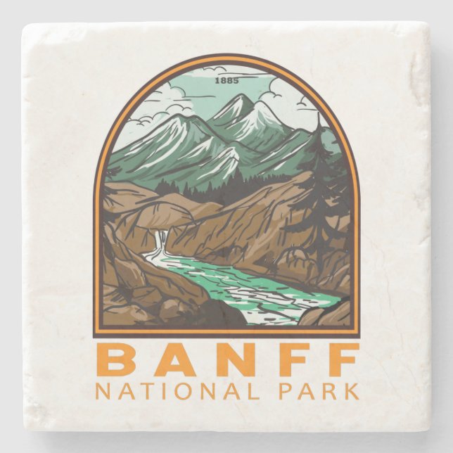Banff National Park Canada Travel Vintage Stenunderlägg (Framsidan)