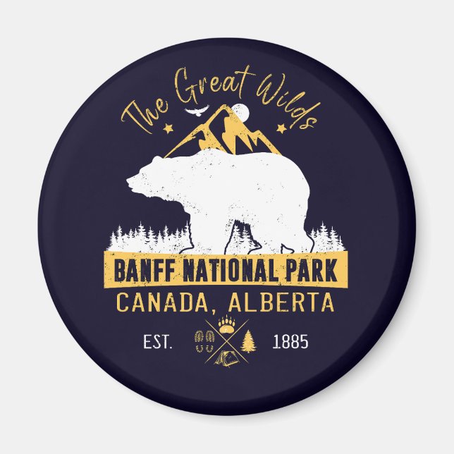 Banff National Park Canada Vintage Bear Mountain Magnet (Framsidan)