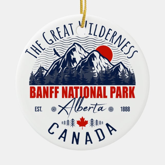 Banff National Park Canada Vintage Distress Julgransprydnad Keramik (Framsidan)