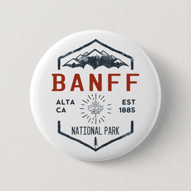 Banff National Park Canada Vintage Distress Knapp (Framsida)