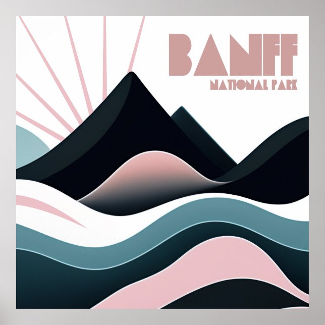 Banff National Park Färgad Backe Poster (Framsidan)