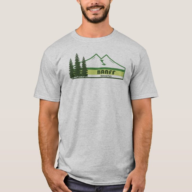 Banff National Park Grönt Rand T Shirt (Framsida)