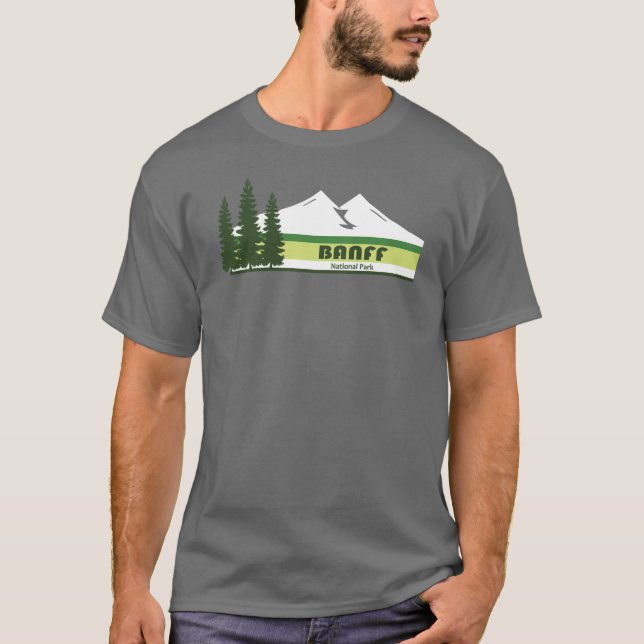 Banff National Park Grönt Rand T Shirt (Framsida)