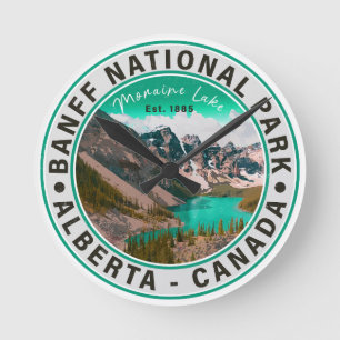 Banff National Park Moraine Sjö Alberta Kanada Rund Klocka