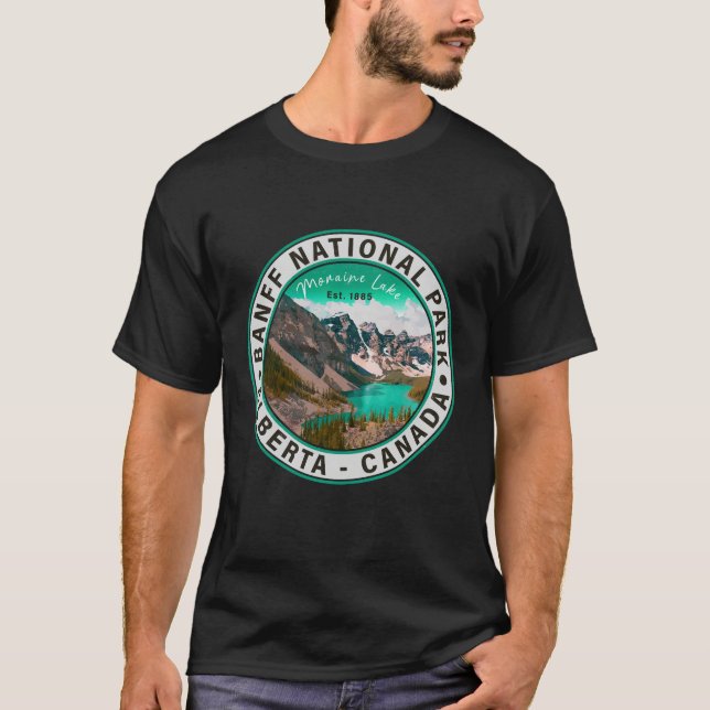 Banff National Park Moraine Sjö Alberta Kanada T Shirt (Framsida)